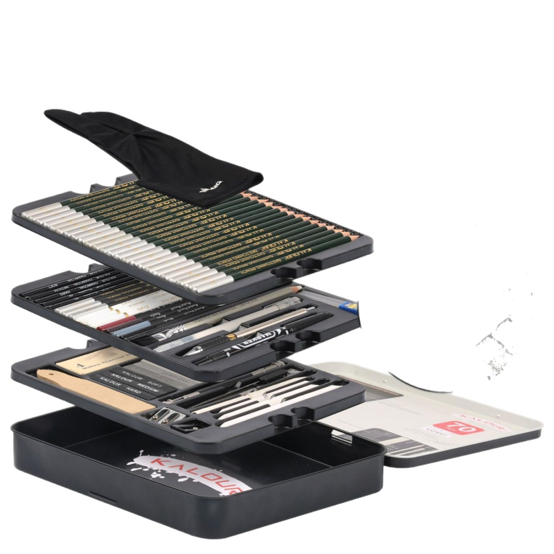 Kalour 70 darabos luxus skicc készlet – grafit rajzoló ceruzák diákok és művészeti tanárok számára, dobozban, márka Mellow Honey