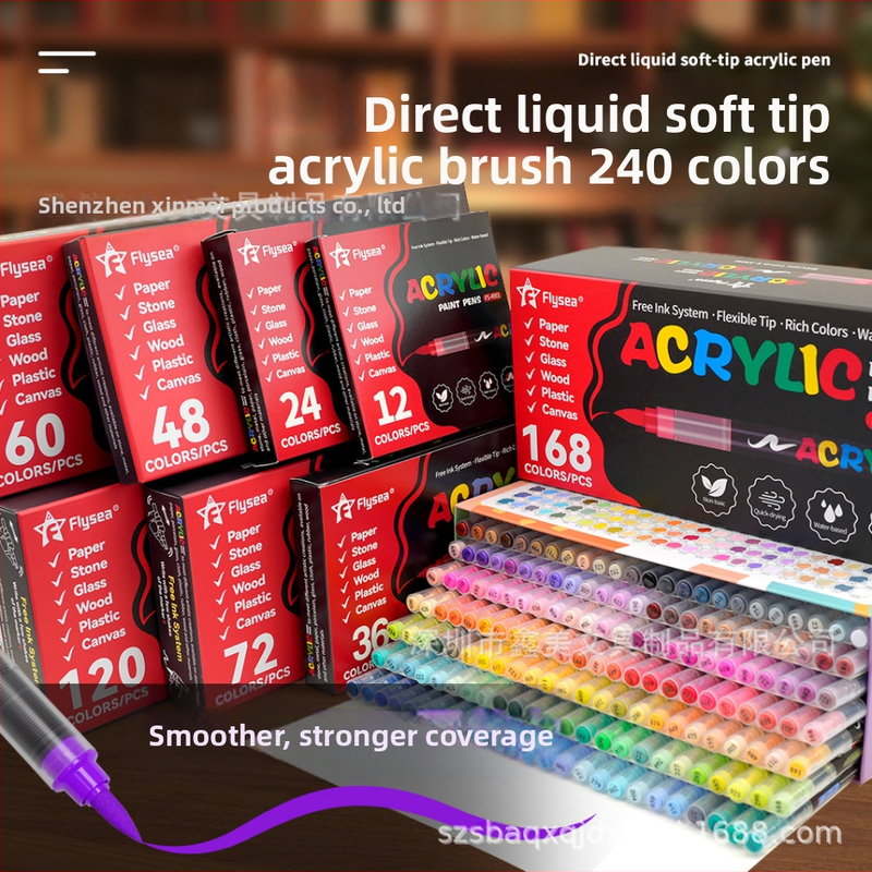 Flysea akrilinis markeris, maišytos spalvos, OEM prekinis ženklas, neutralus dizainas