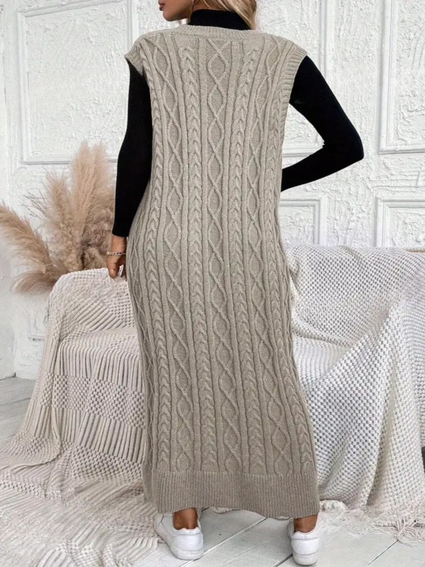 DUTRIEUX ujjatlan hosszú pulóverruha, poliészter, kerek nyak, őszi 2024