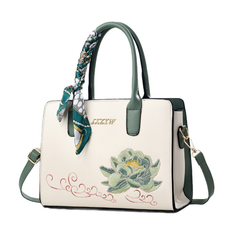 Geantă de damă brodată, capacitate mare, PU crossbody/pe umăr, stil semilună, Danfilome