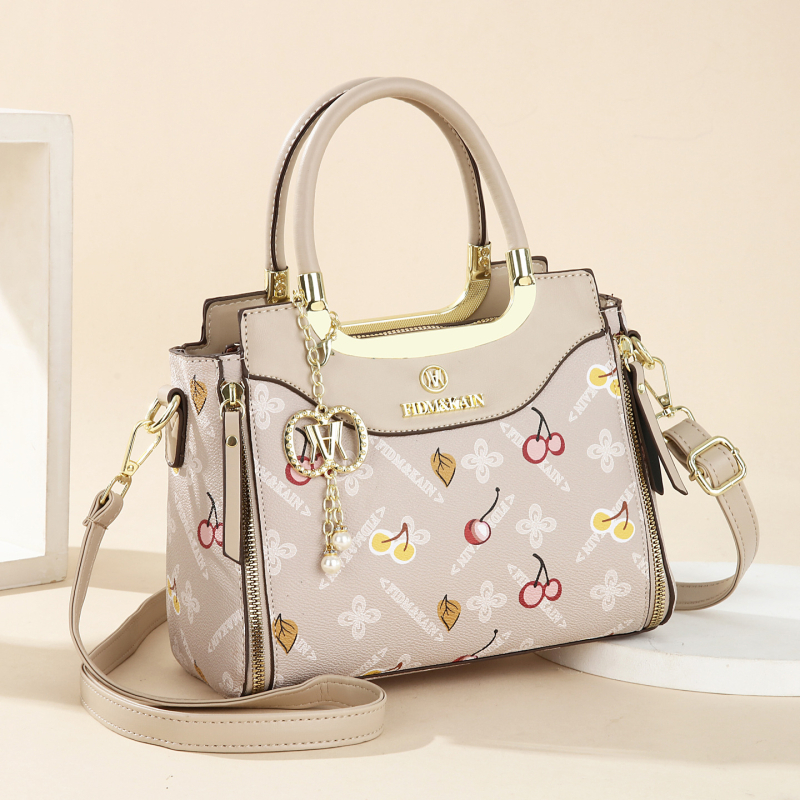 PU keresztpántos Tote táska – vízszintes négyzet alakú, cipzár, poliészter bélés