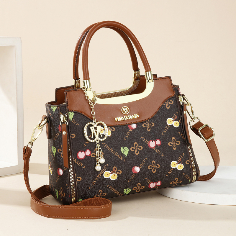 PU keresztpántos Tote táska – vízszintes négyzet alakú, cipzár, poliészter bélés