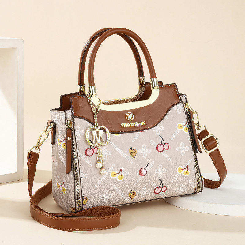 PU keresztpántos Tote táska – vízszintes négyzet alakú, cipzár, poliészter bélés