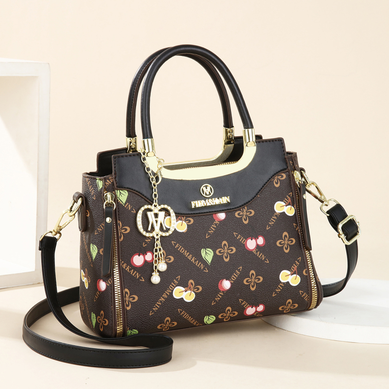 PU keresztpántos Tote táska – vízszintes négyzet alakú, cipzár, poliészter bélés