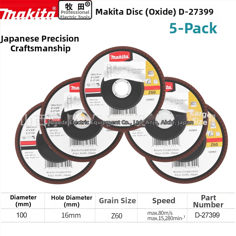 Makita 100 мм абразивен платнен диск за ъглошлайф – полиране, макс. скорост 80, твърдост A