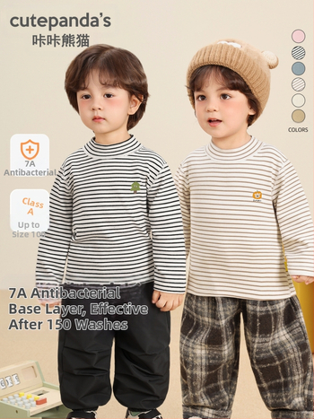 Детска тениска с дълги ръкави и кръгла яка, памучна смес 95% памук, антибактериална, анимационен принт, зимно облекло за деца на 1–3 години