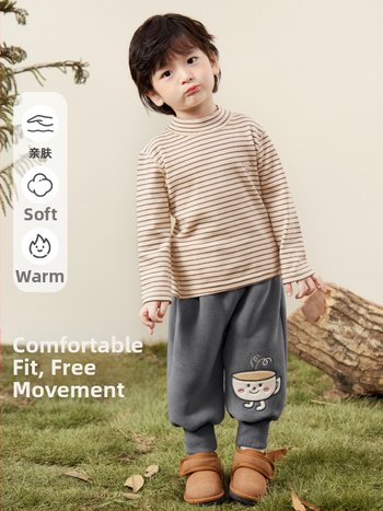 Детска тениска с дълги ръкави и кръгла яка, памучна смес 95% памук, антибактериална, анимационен принт, зимно облекло за деца на 1–3 години