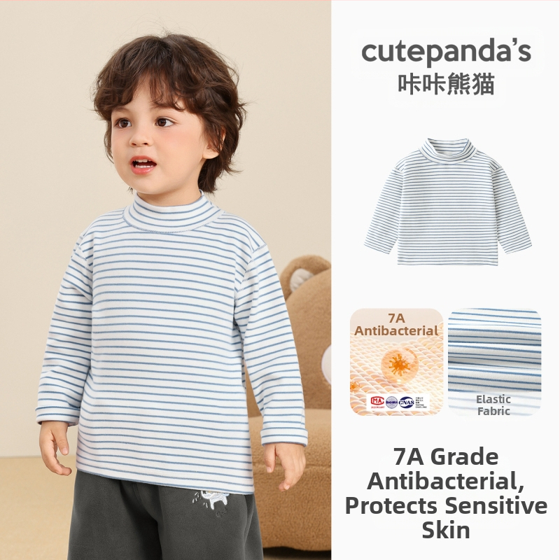 Детска тениска с дълги ръкави и кръгла яка, памучна смес 95% памук, антибактериална, анимационен принт, зимно облекло за деца на 1–3 години