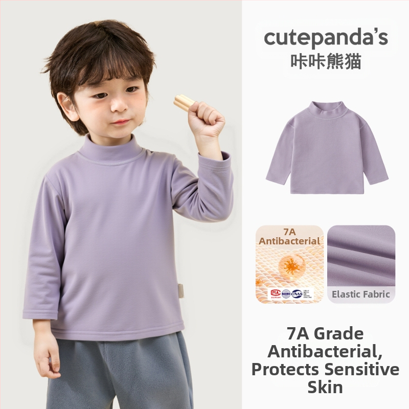 Детска тениска с дълги ръкави и кръгла яка, памучна смес 95% памук, антибактериална, анимационен принт, зимно облекло за деца на 1–3 години