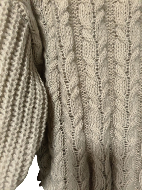 Pulover tricotat lejer pentru femei, poliester, guler înalt, mâneci cu umeri căzuți