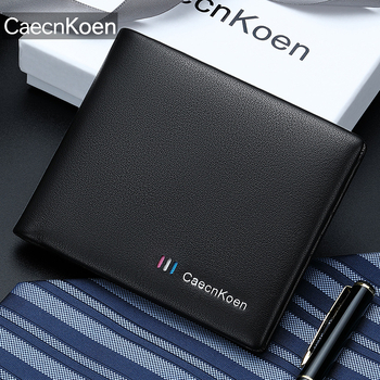 CaecnKoen мъжки къс кожен портфейл, геометричен модел, първи слой кравешка кожа, модел 2214-1, полиестерна подплата, стил градска простота