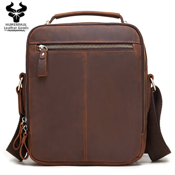 HUMERPAUL Vyriška pečių rankinė iš natūralios odos – viršutinis karvės odos sluoksnis, poliesterio pamušalas, model HL-MH573