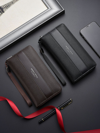 Мъжки портфейл Sabri PU с множество отделения за карти, урбан минималистичен стил, подплата полиестер