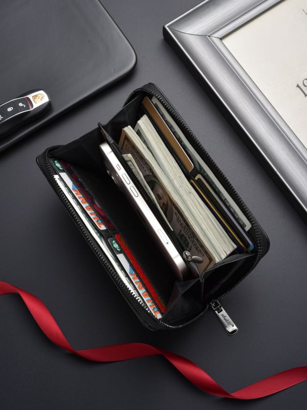 Мъжки портфейл Sabri PU с множество отделения за карти, урбан минималистичен стил, подплата полиестер