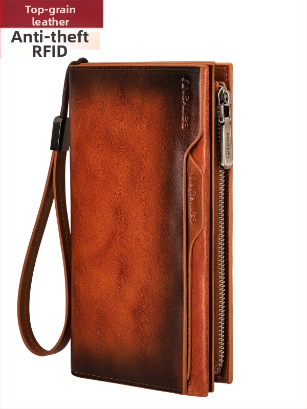 Ban yano Pánska peňaženka z pravej kože, prvý stupeň hovädzej kože, mestský minimalistický štýl, jednofarebný vzor, podšívka z polyesteru