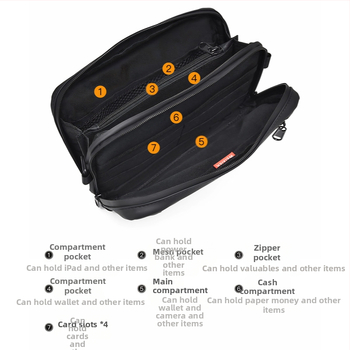 WEIXIER Vyrų pečių krepšys su keliais skyriais, vandeniui atspari PU medžiaga, atspari dėvėjimui konstrukcija