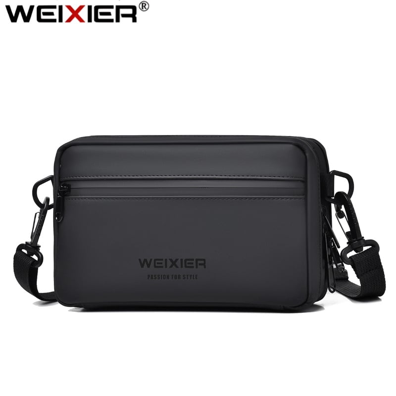 WEIXIER Ανδρική τσάντα ώμου με πολλά διαμερίσματα, αδιάβροχο PU και ανθεκτική κατασκευή