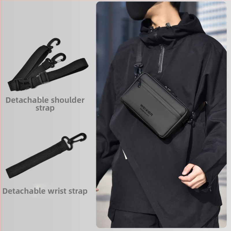WEIXIER Vyrų pečių krepšys su keliais skyriais, vandeniui atspari PU medžiaga, atspari dėvėjimui konstrukcija