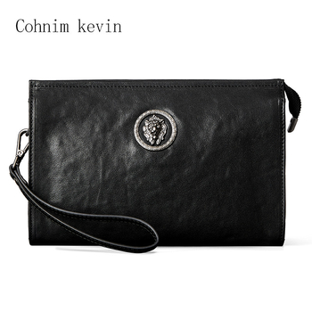 Мъжка клъч чанта – градски минималистичен стил, естествена кожа, водоустойчива и износоустойчива, животински принт, подплата от найлон, частен етикет наличен, есен 2025