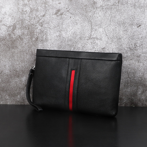 Férfi horizontális clutch táska, valódi bőrből (Utcai stílus, Első réteg borjúbőrből, Tehercsökkentés, Poliészter-pamut bélés)