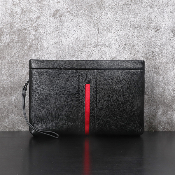 Férfi horizontális clutch táska, valódi bőrből (Utcai stílus, Első réteg borjúbőrből, Tehercsökkentés, Poliészter-pamut bélés)