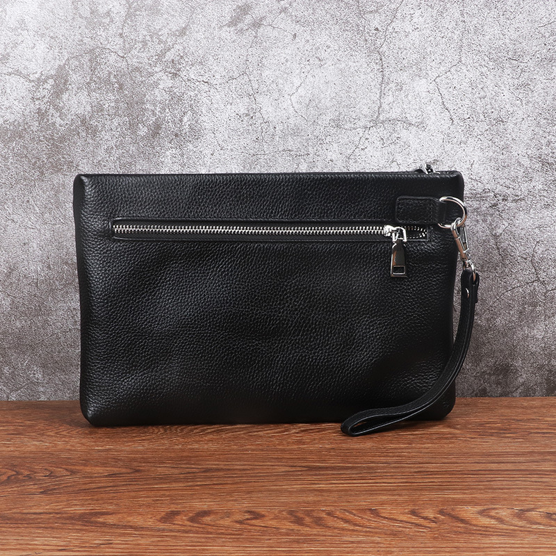 Férfi horizontális clutch táska, valódi bőrből (Utcai stílus, Első réteg borjúbőrből, Tehercsökkentés, Poliészter-pamut bélés)