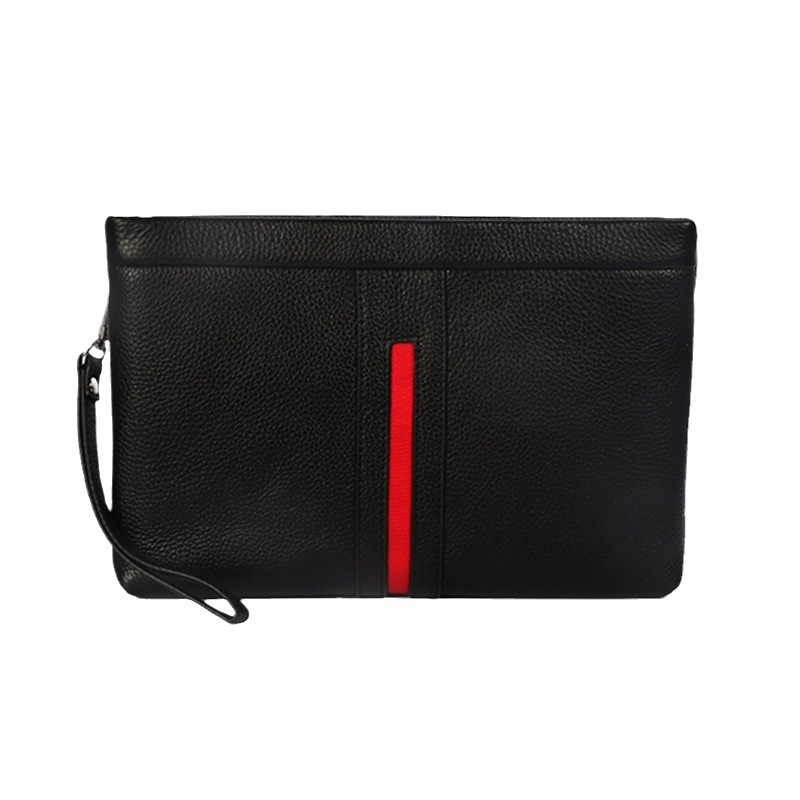 Férfi horizontális clutch táska, valódi bőrből (Utcai stílus, Első réteg borjúbőrből, Tehercsökkentés, Poliészter-pamut bélés)