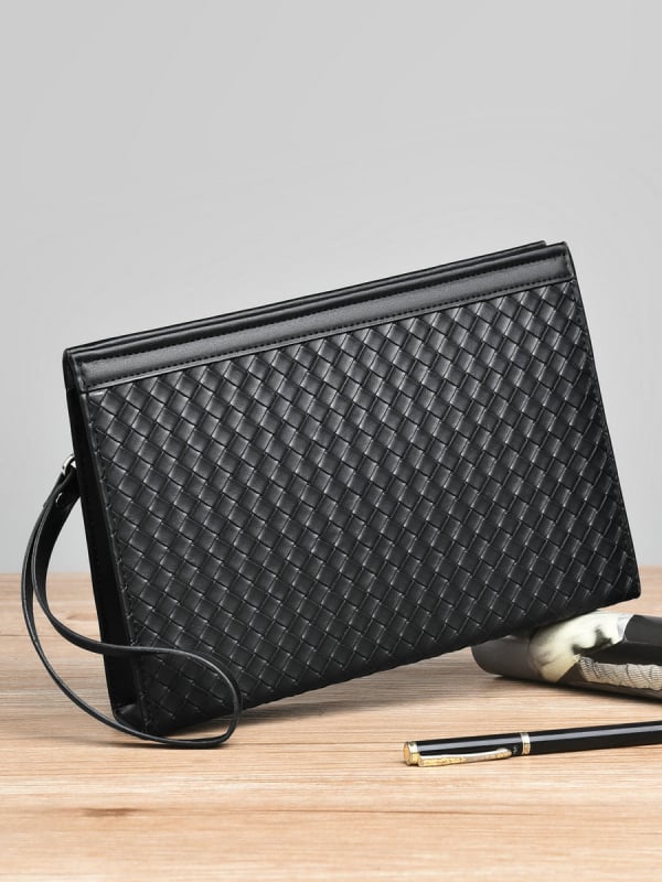 Geantă clutch pentru bărbați, pentru afaceri și călătorii, din PU, rezistentă la uzură, căptușeală poliester, capacitate mare