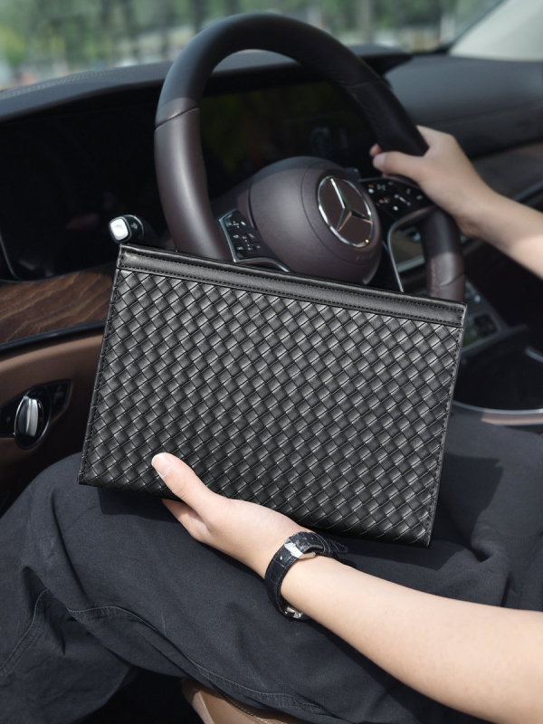 Geantă clutch pentru bărbați, pentru afaceri și călătorii, din PU, rezistentă la uzură, căptușeală poliester, capacitate mare