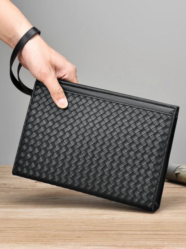 Geantă clutch pentru bărbați, pentru afaceri și călătorii, din PU, rezistentă la uzură, căptușeală poliester, capacitate mare