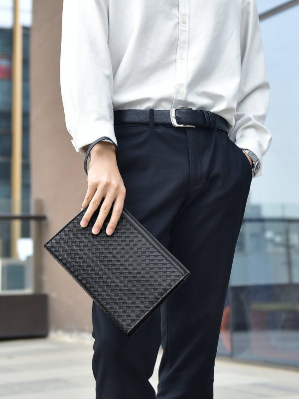 Geantă clutch pentru bărbați, pentru afaceri și călătorii, din PU, rezistentă la uzură, căptușeală poliester, capacitate mare