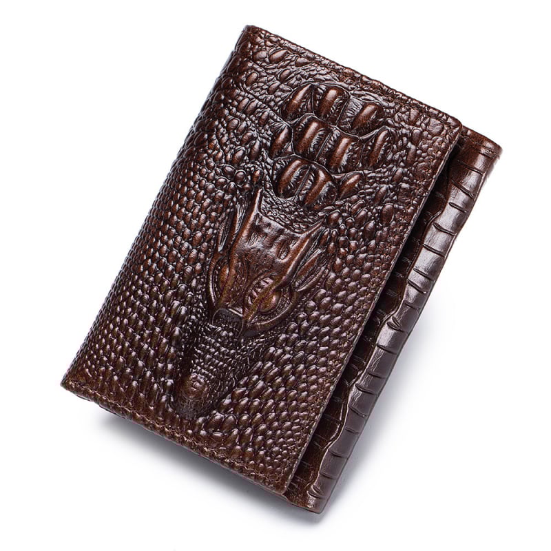 STEEL LION мъжко портмоне от естествена кожа с крокодилен модел, множество джобове за карти, слот за фотоалбум, защита срещу кражба, първи слой телешка кожа, подплата от полиестер
