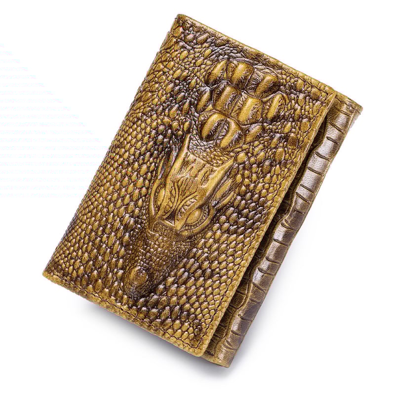 STEEL LION мъжко портмоне от естествена кожа с крокодилен модел, множество джобове за карти, слот за фотоалбум, защита срещу кражба, първи слой телешка кожа, подплата от полиестер