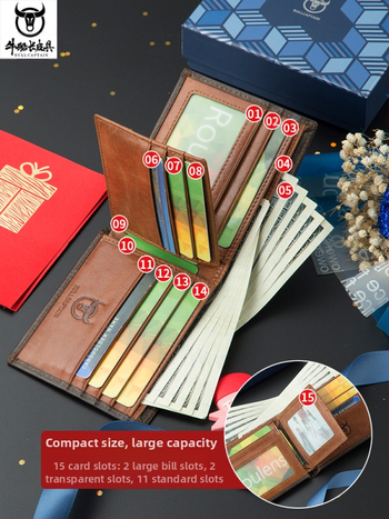 Портфейл Cow Captain Leather: истинска кожа, кожа от първи слой, защита срещу кражба, антимагнитна подплата, множество джобове за карти