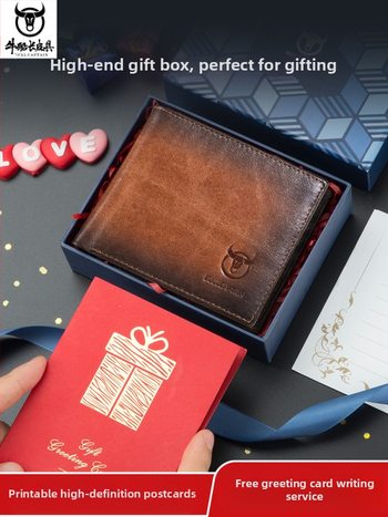 Портфейл Cow Captain Leather: истинска кожа, кожа от първи слой, защита срещу кражба, антимагнитна подплата, множество джобове за карти