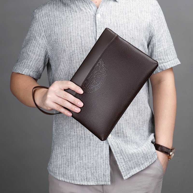 Vīriešu PU ādas aploksnes stila klčs, rāvējslēdzējs, tilpums līdz 20 l