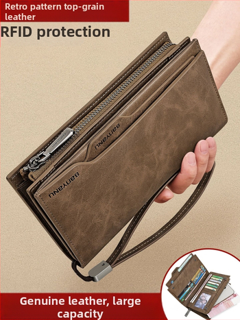 Vyriška odinė piniginė su daug kortelių skyrių, didelė talpa, atskiriamas vairuotojo pažymėjimo skyrius, gradientinis raštas, miestietiškas minimalistinis stilius