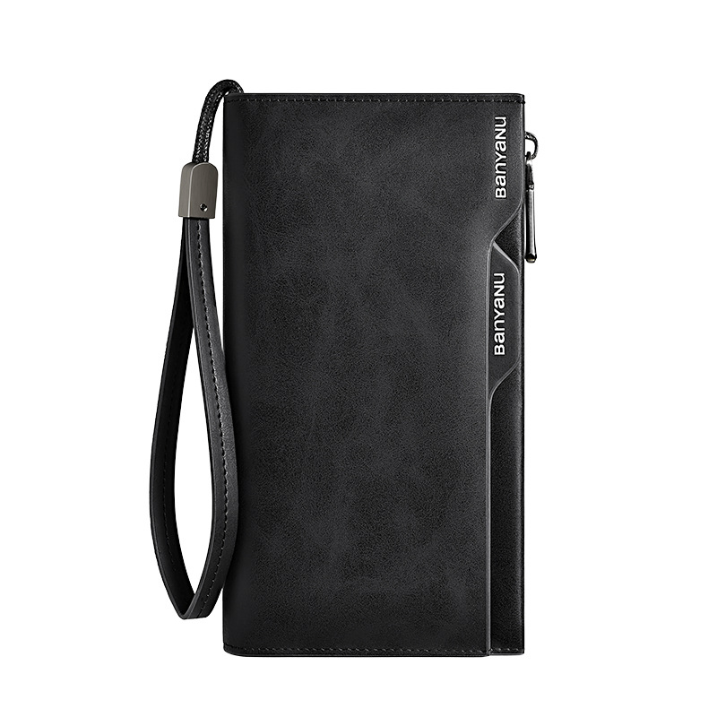 Vyriška odinė piniginė su daug kortelių skyrių, didelė talpa, atskiriamas vairuotojo pažymėjimo skyrius, gradientinis raštas, miestietiškas minimalistinis stilius