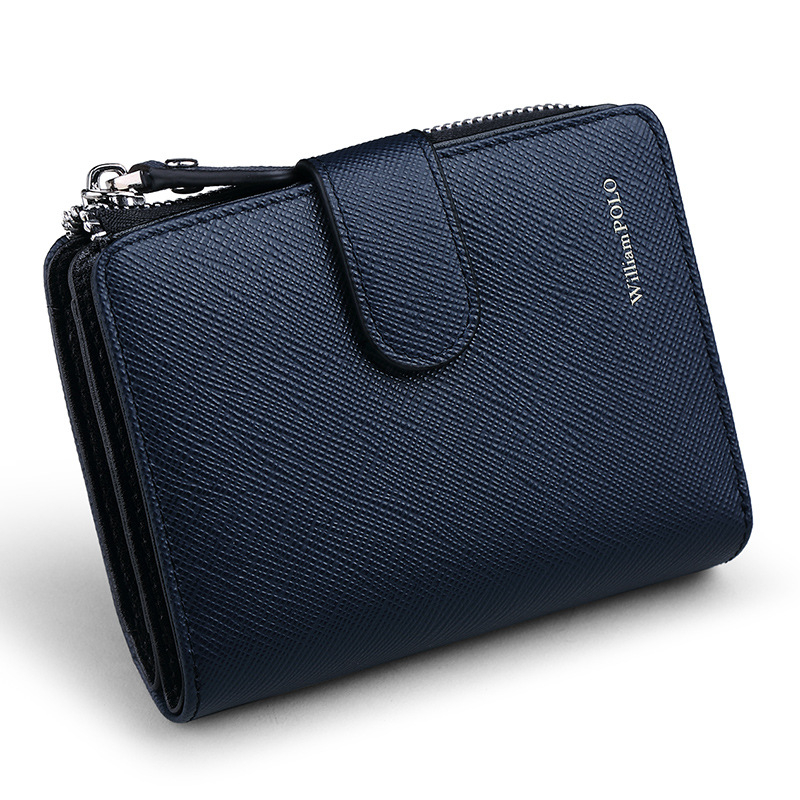 WILLIAMPOLO Uniszex Kártyatartó Pénztárca Valódi Bőrből, Cipzárral, Bi-Fold, Jogosítvány-tartó