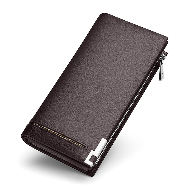 Portofel din piele pentru bărbați cu fermoar, multifuncțional, capacitate mare, anti-furt, pentru uz zilnic, William Polo