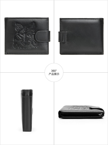 Мъжки портфейл от естествена кожа — къс портфейл с отделение за карти, многофункционален, кожа от горен слой кравешка, уличен стил