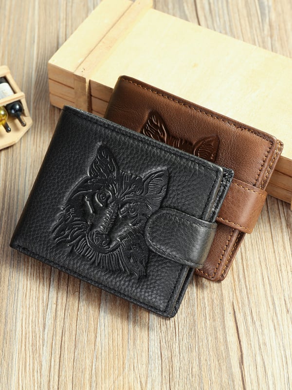 Мъжки портфейл от естествена кожа — къс портфейл с отделение за карти, многофункционален, кожа от горен слой кравешка, уличен стил