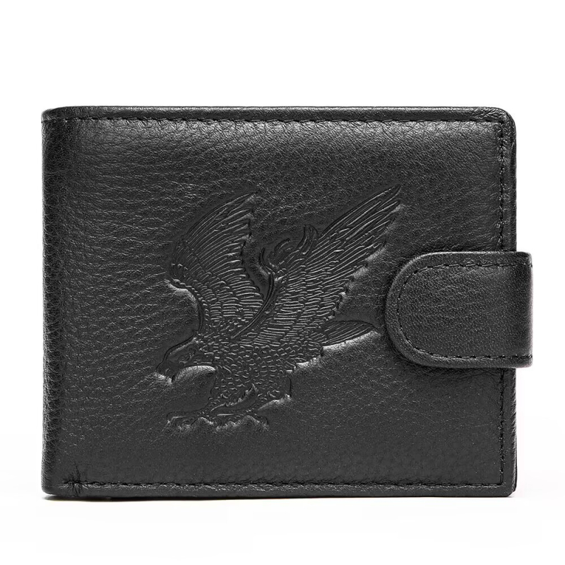 Мъжки портфейл от естествена кожа — къс портфейл с отделение за карти, многофункционален, кожа от горен слой кравешка, уличен стил