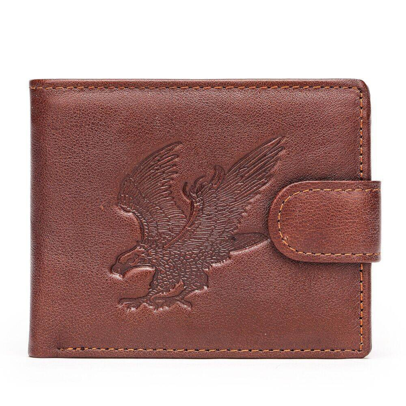 Мъжки портфейл от естествена кожа — къс портфейл с отделение за карти, многофункционален, кожа от горен слой кравешка, уличен стил