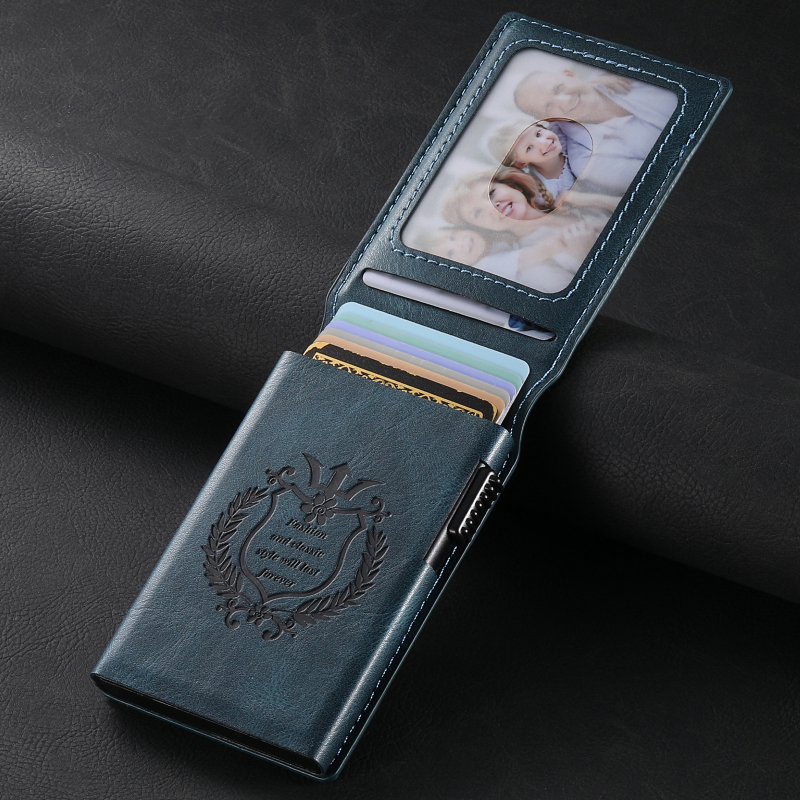 Suteni kartes turētājs ar automātisku atvēršanu kartes kastītē, mākslīgā āda, rokas darbs, saderīgs ar kartu komplektu, fotokadra drukāšana