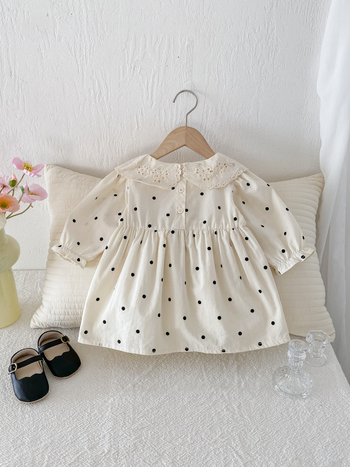 Mergaitėms skirta suknelė, Korėjos stilius, medvilnės audinys, princesės siluetas, vientisas raštas, pamušalas iš medvilnės