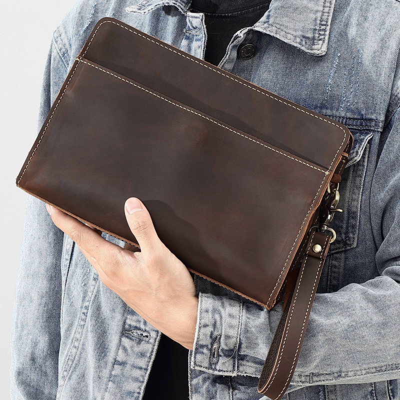 Unisex tikro odos telefono krepšys su kortelių skyriais, užtrauktukas, horizontaliai kvadratinis siluetas, vidinis pamušalas iš nailono