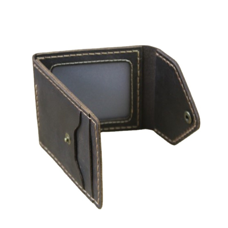 Tikro karvės odos ID ir kortelių dėklas su užraktu, vertikalus kvadratinis dizainas, modelis HG-56552359657, vidiniai skyriai ID ir bankinėms kortelėms