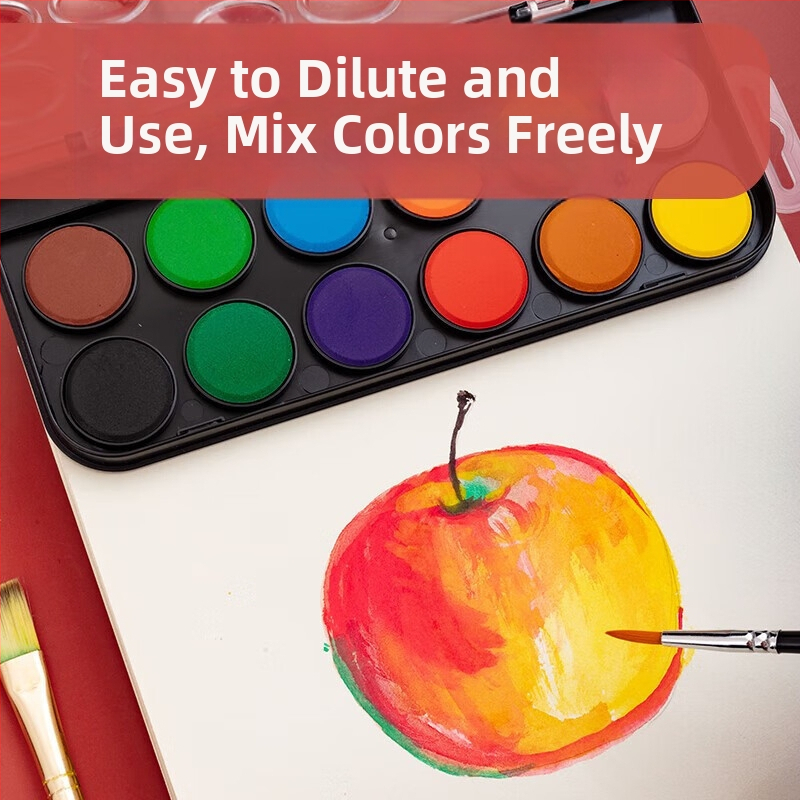 Гуаш пигментен комплект за рисуване — Morning Light твърди пигменти, кутия, основни материали