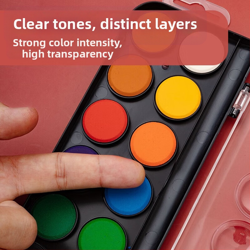 Гуаш пигментен комплект за рисуване — Morning Light твърди пигменти, кутия, основни материали